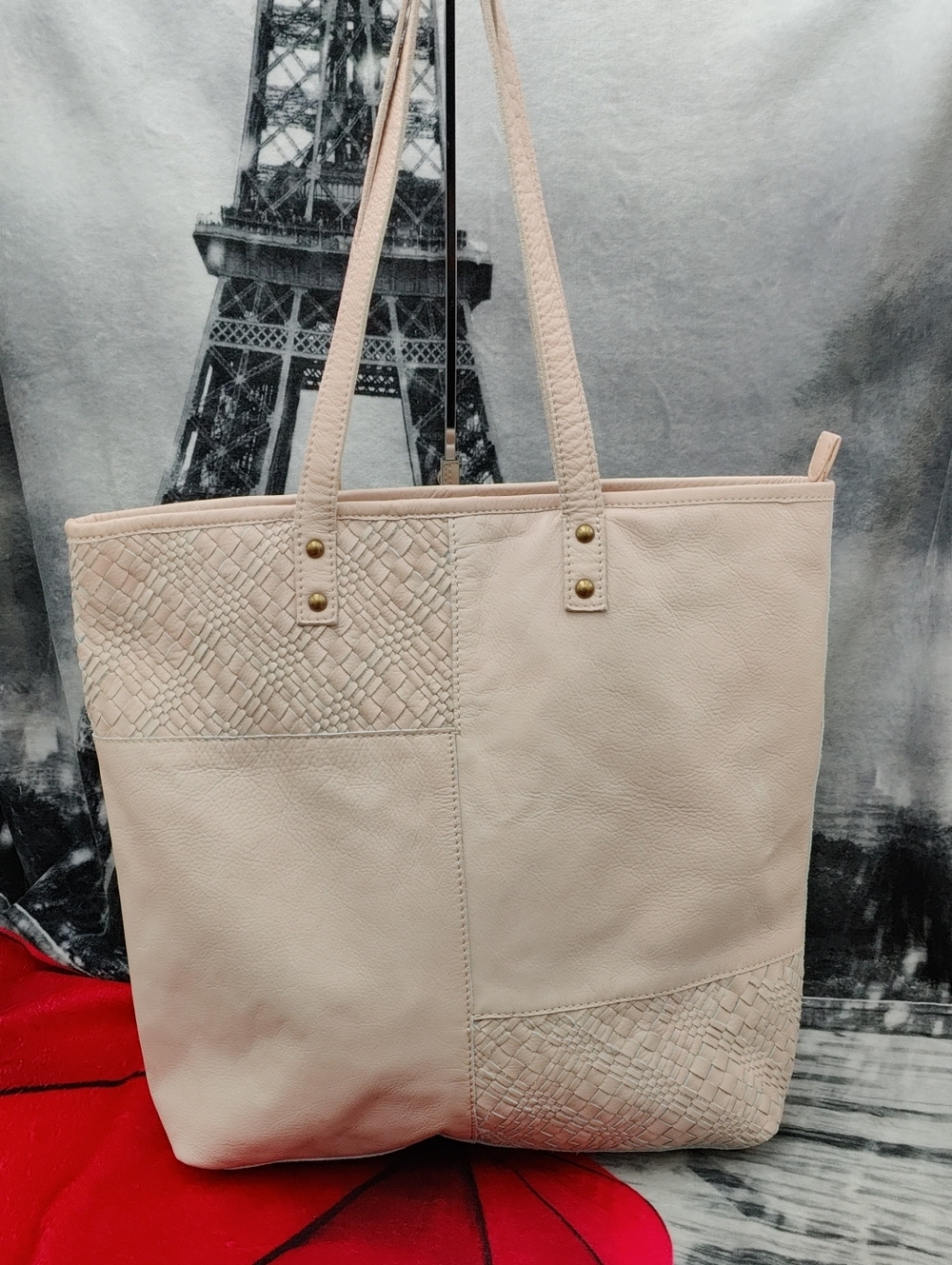 Large Leather Tote Cream